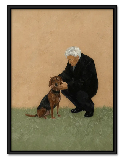 Gentle Man Petting Dog Wall Art