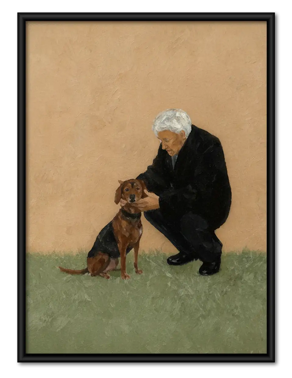 Gentle Man Petting Dog Wall Art