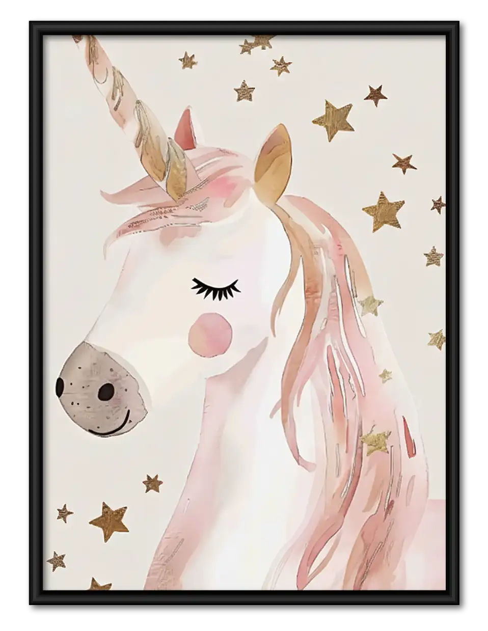 Gentle Pink Unicorn Portrait Wall Art 1