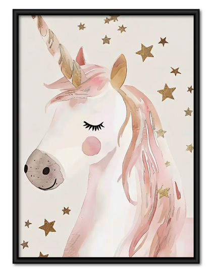 Gentle Pink Unicorn Portrait Wall Art