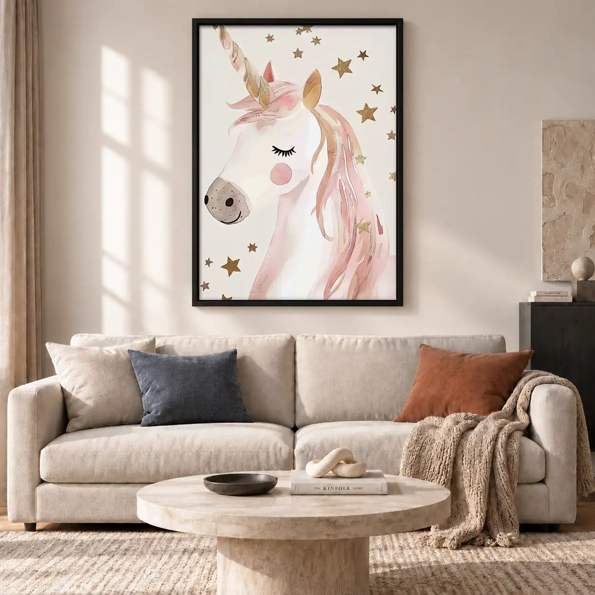 Gentle Pink Unicorn Portrait Wall Art 2