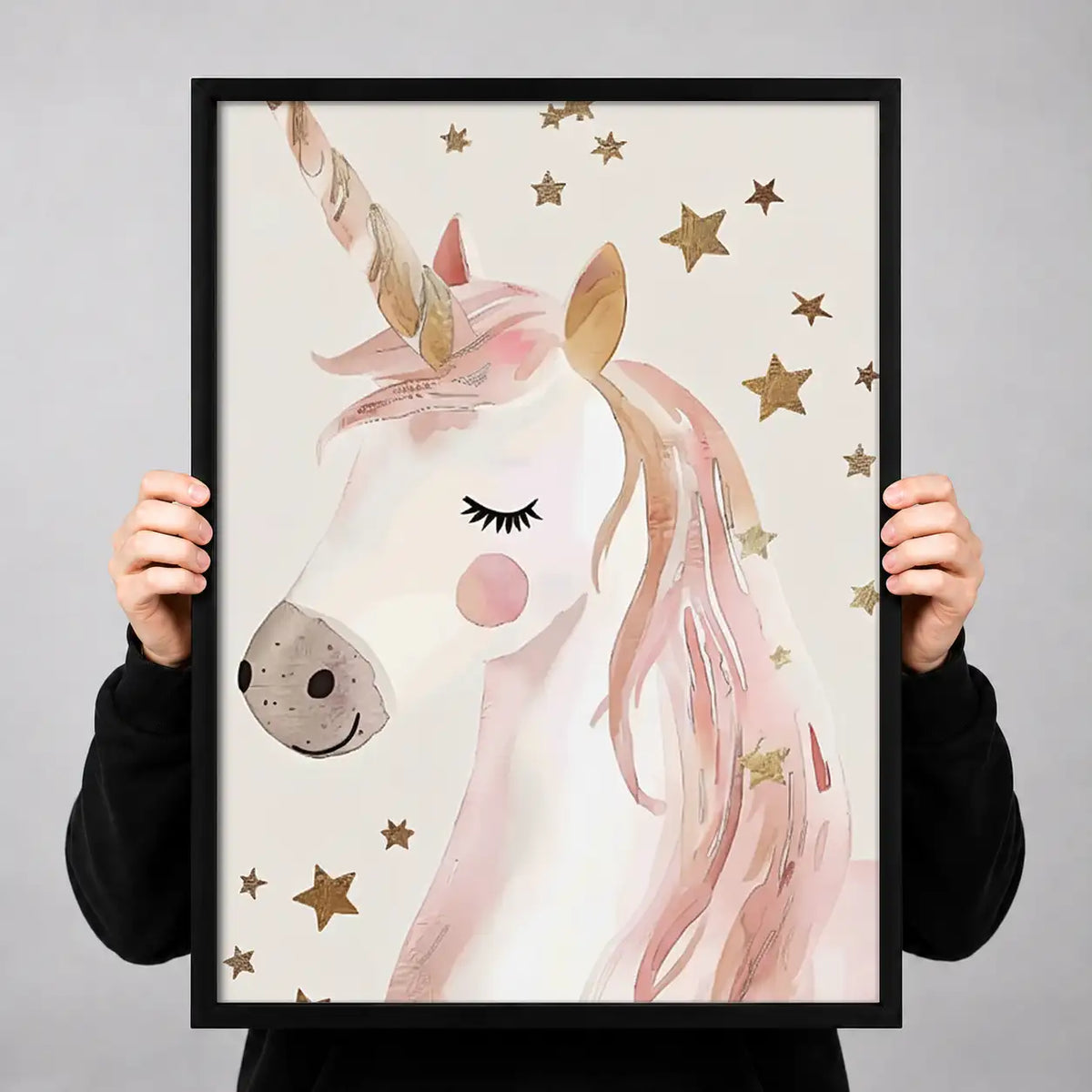 Gentle Pink Unicorn Portrait Wall Art 3