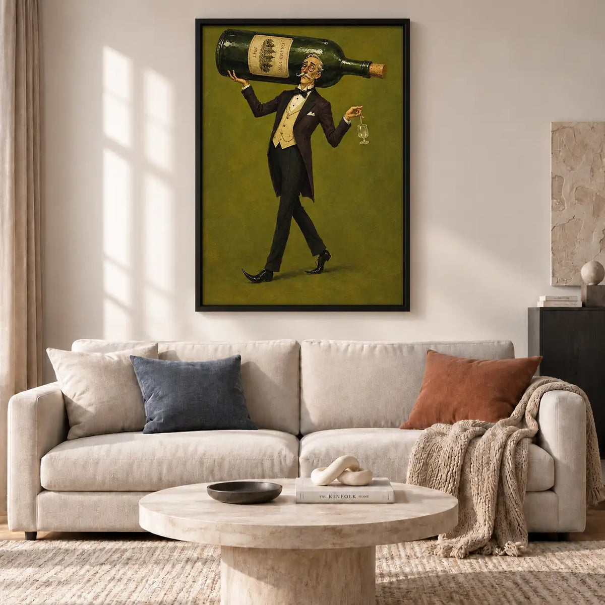 Gentleman Carrying Giant Wine Bottle Wall Art 2