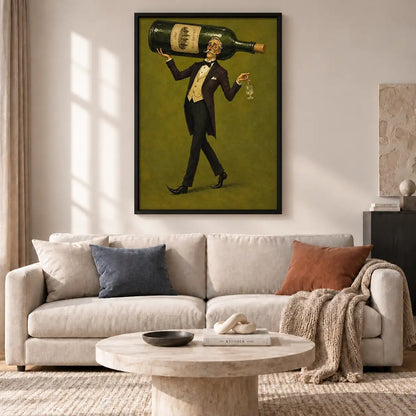 Gentleman Carrying Giant Wine Bottle Wall Art 2
