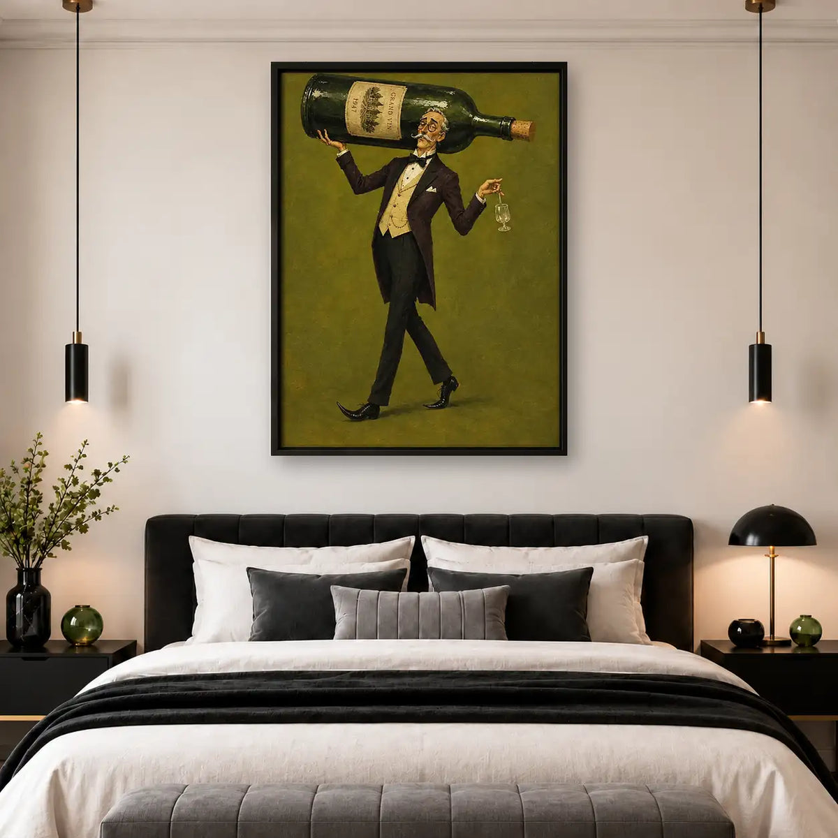 Gentleman Carrying Giant Wine Bottle Wall Art 4