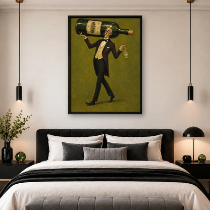 Gentleman Carrying Giant Wine Bottle Wall Art 4
