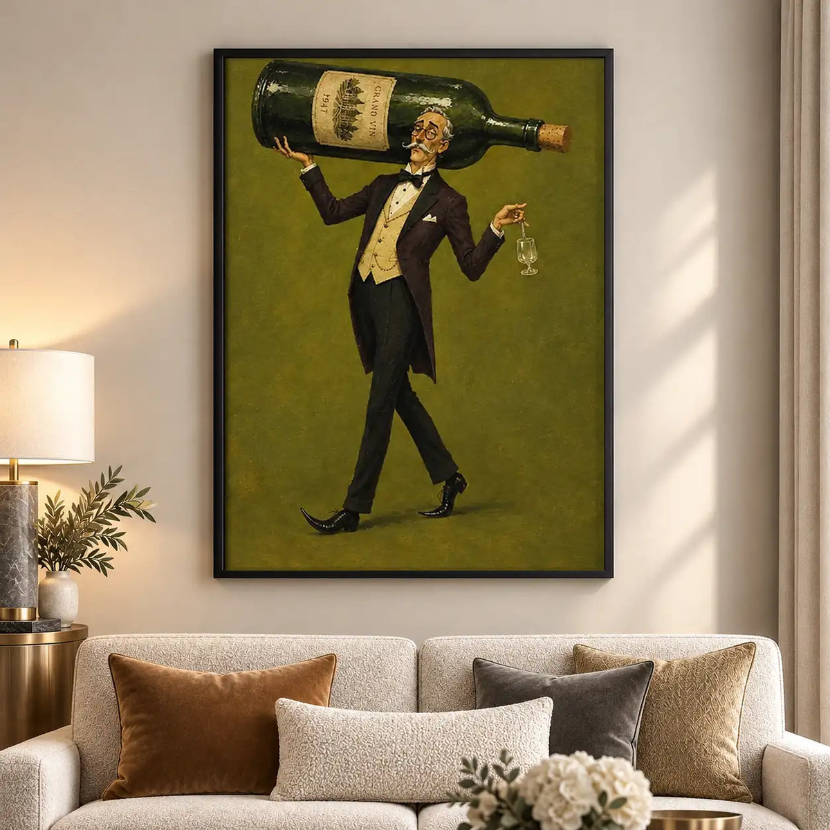 Gentleman Carrying Giant Wine Bottle Wall Art 5