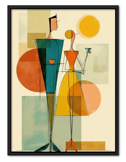 Geometric Cocktail Party Figures Wall Art
