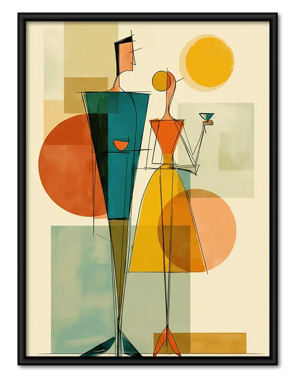 Geometric Cocktail Party Figures Wall Art
