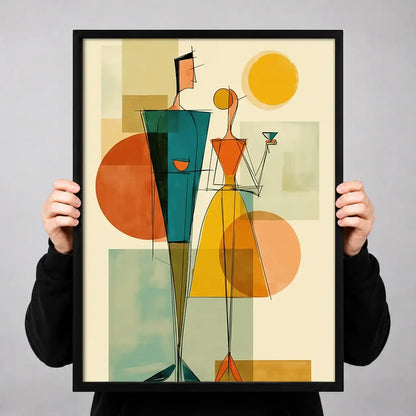 Geometric Cocktail Party Figures Wall Art 3