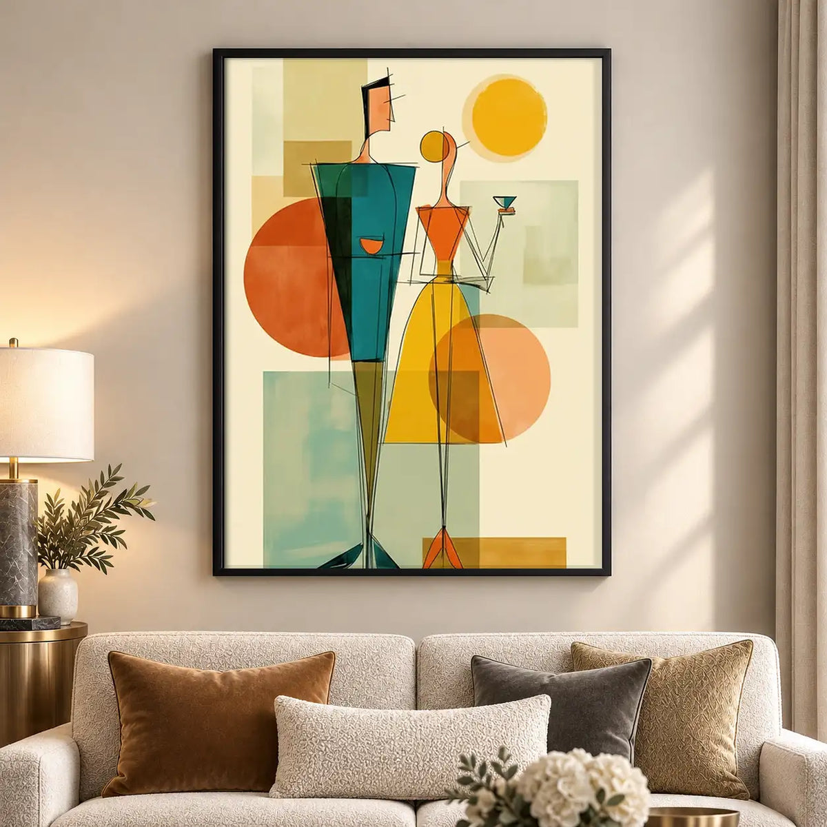 Geometric Cocktail Party Figures Wall Art 5