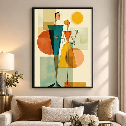 Geometric Cocktail Party Figures Wall Art 5