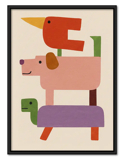 Geometric Colorful Dog Stack Wall Art 1
