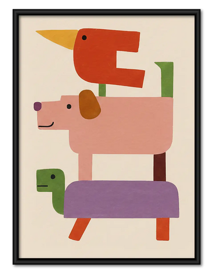 Geometric Colorful Dog Stack Wall Art