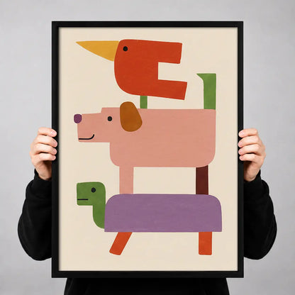 Geometric Colorful Dog Stack Wall Art 3