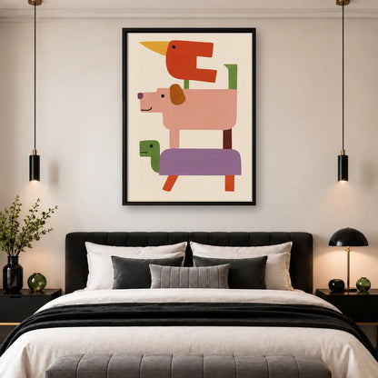 Geometric Colorful Dog Stack Wall Art 4