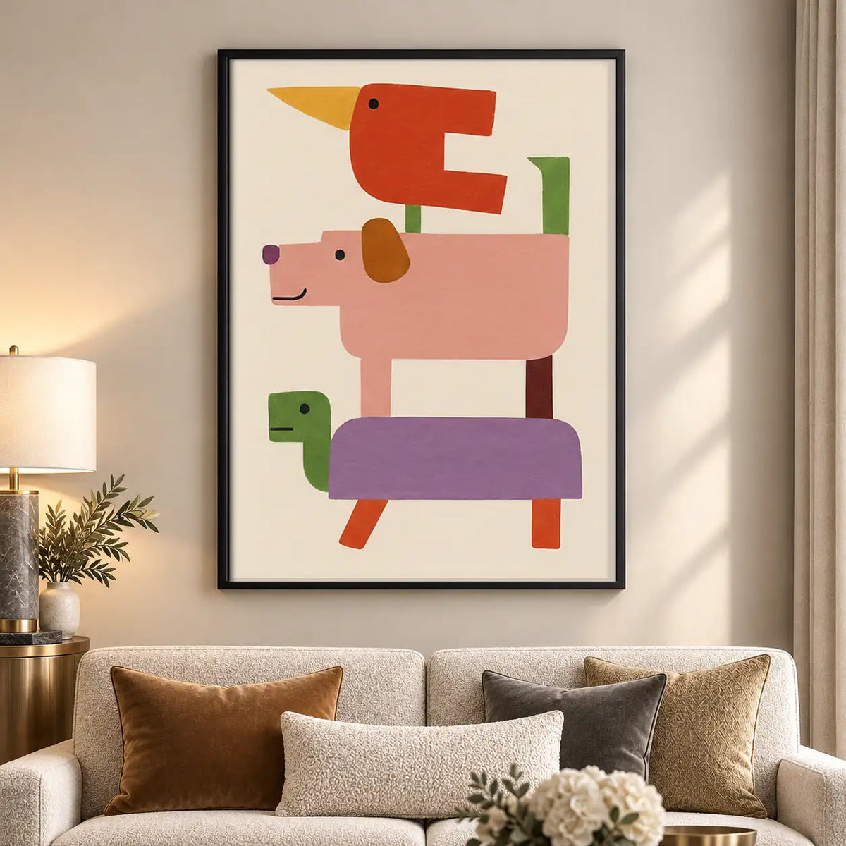 Geometric Colorful Dog Stack Wall Art 5