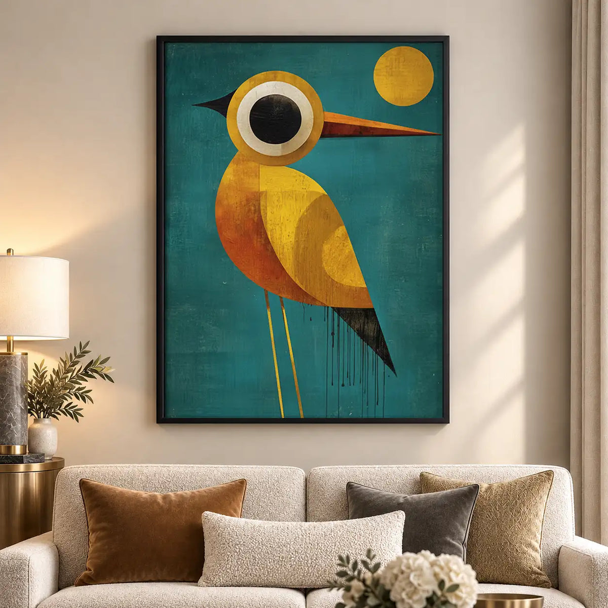 Geometric Golden Owl Wall Art 5