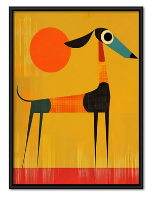 Geometric Orange Dog Wall Art