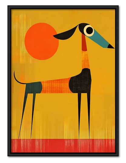 Geometric Orange Dog Wall Art 1