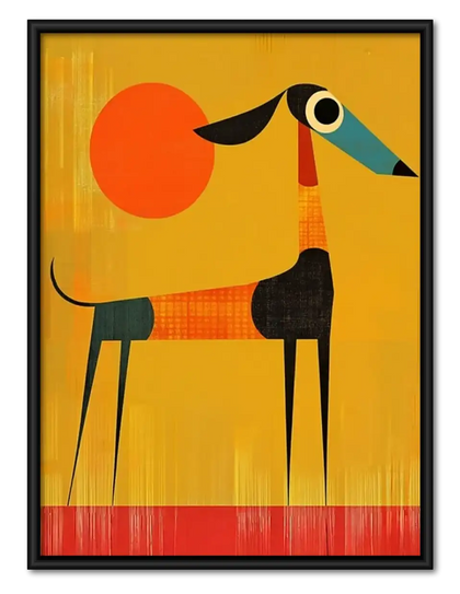 Geometric Orange Dog Wall Art