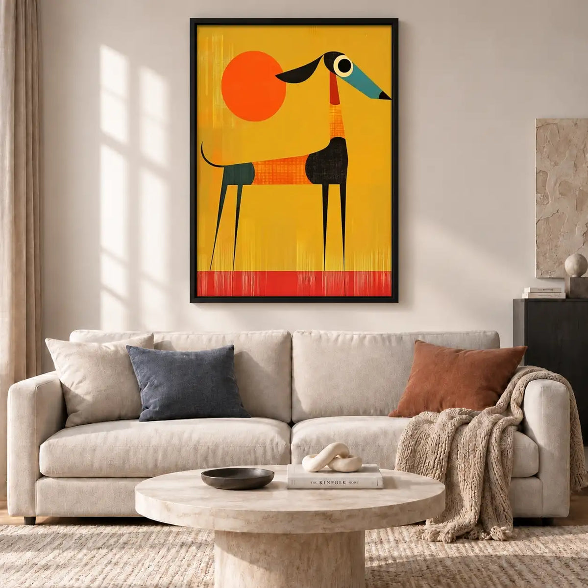 Geometric Orange Dog Wall Art 2