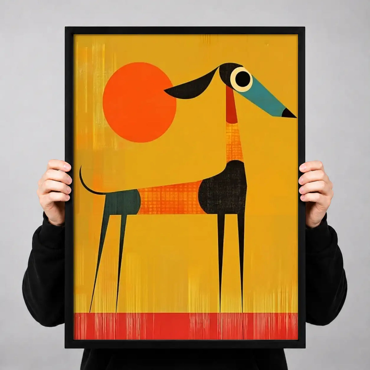 Geometric Orange Dog Wall Art 3
