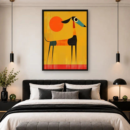 Geometric Orange Dog Wall Art 4