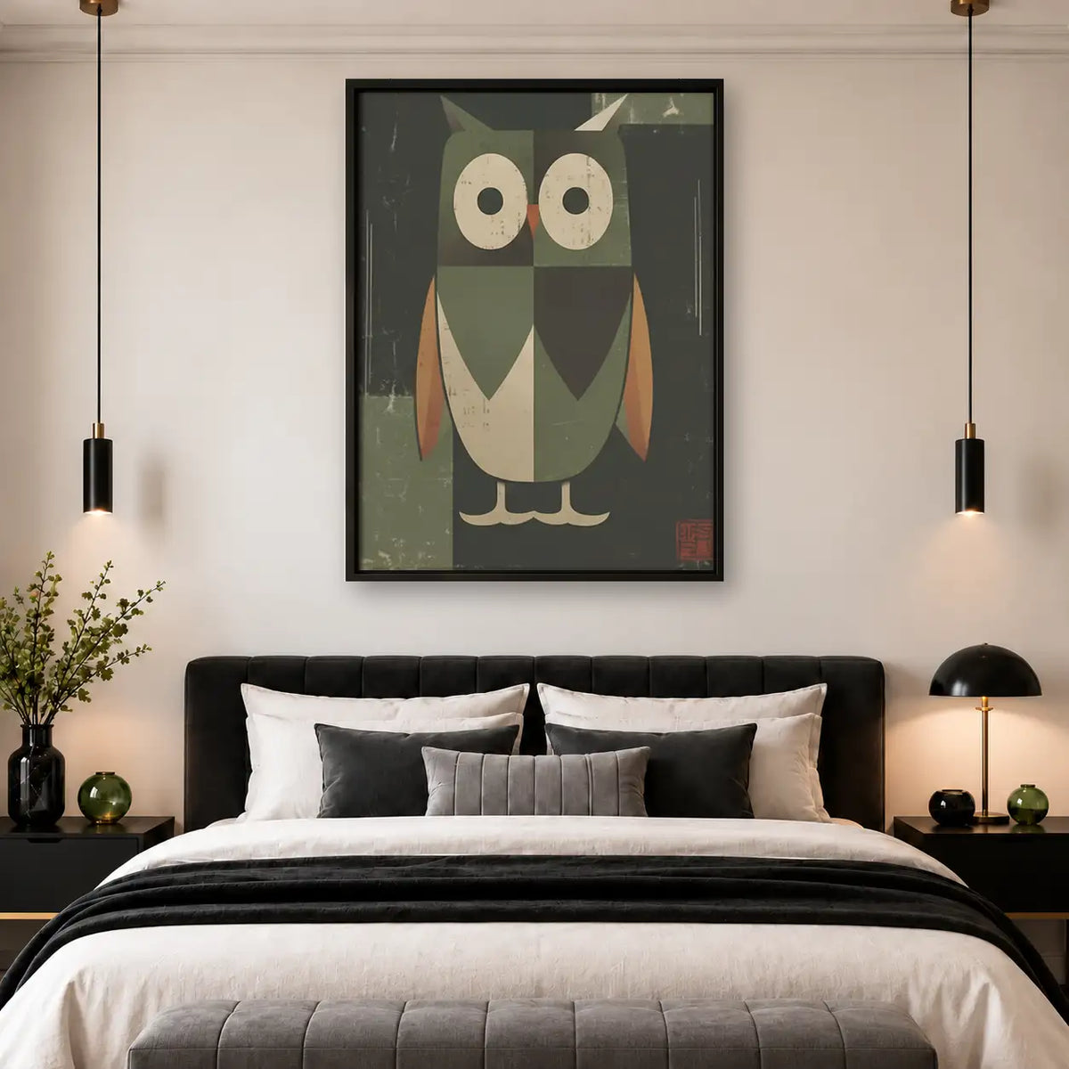Geometric Patchwork Owl Wall Art 4