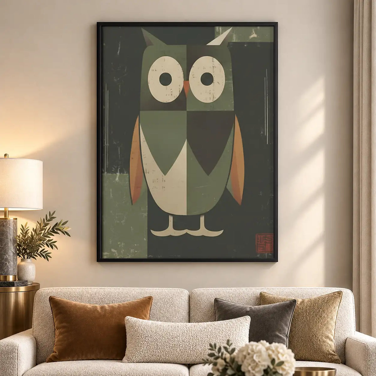 Geometric Patchwork Owl Wall Art 5