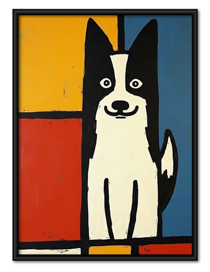 Geometric White Dog Portrait Wall Art