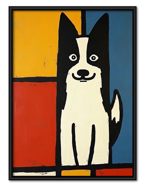 Geometric White Dog Portrait Wall Art