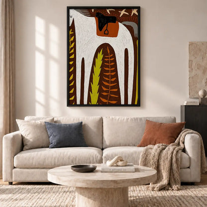 Geometric White Horse Folk Art Wall Art 2