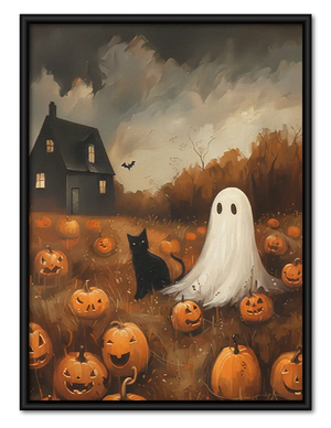 Ghost among Jack O Lanterns Wall Art