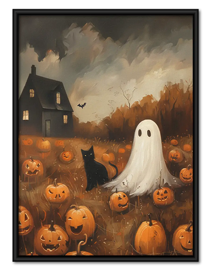 Ghost among Jack O Lanterns Wall Art