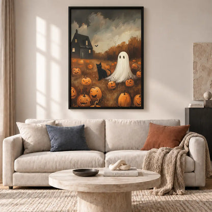 Ghost among Jack O Lanterns Wall Art 2