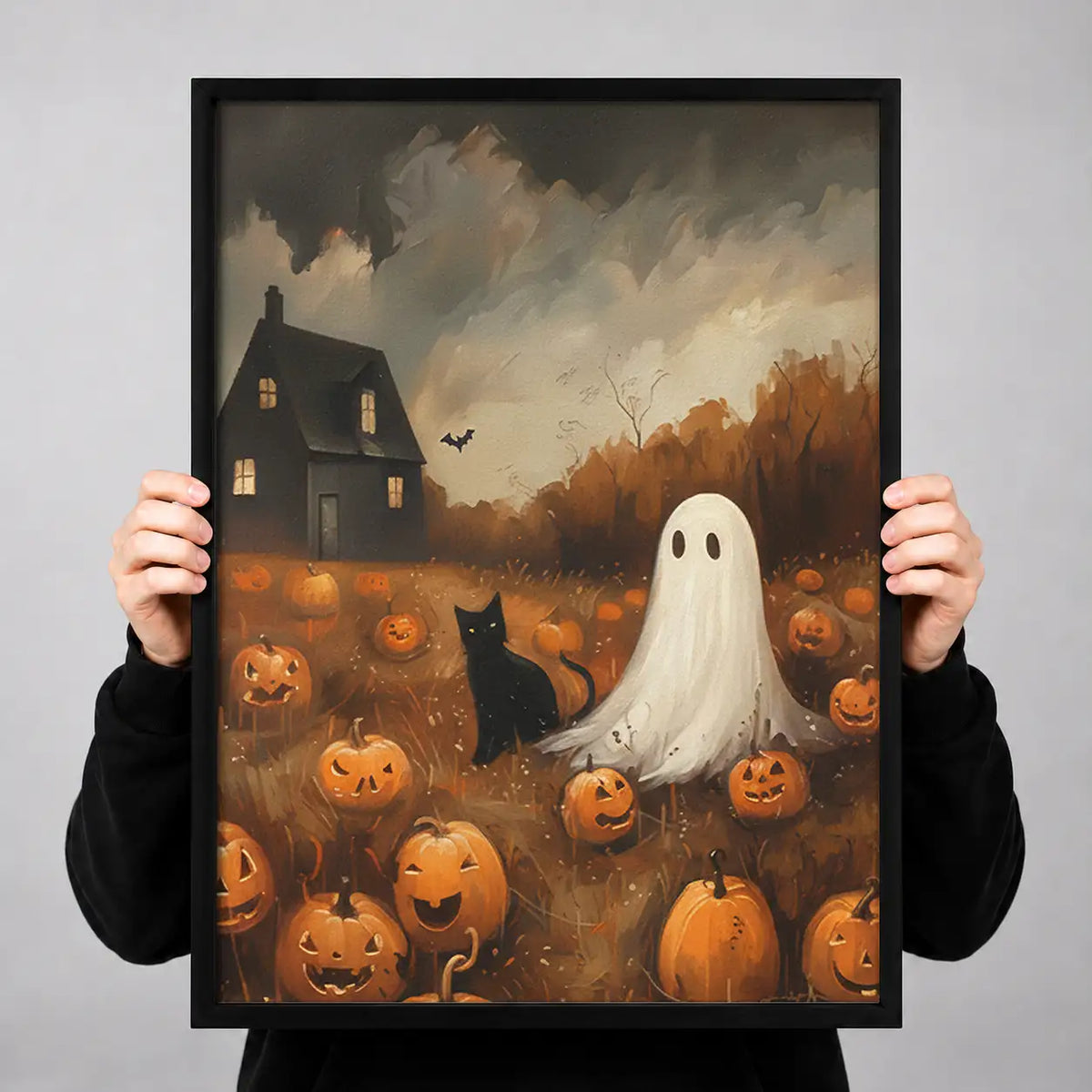Ghost among Jack O Lanterns Wall Art 3