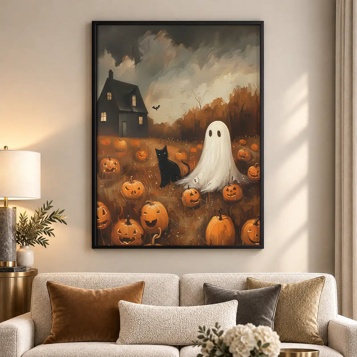 Ghost among Jack O Lanterns Wall Art 5