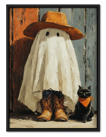 Ghost Cowboy with Black Cat Wall Art