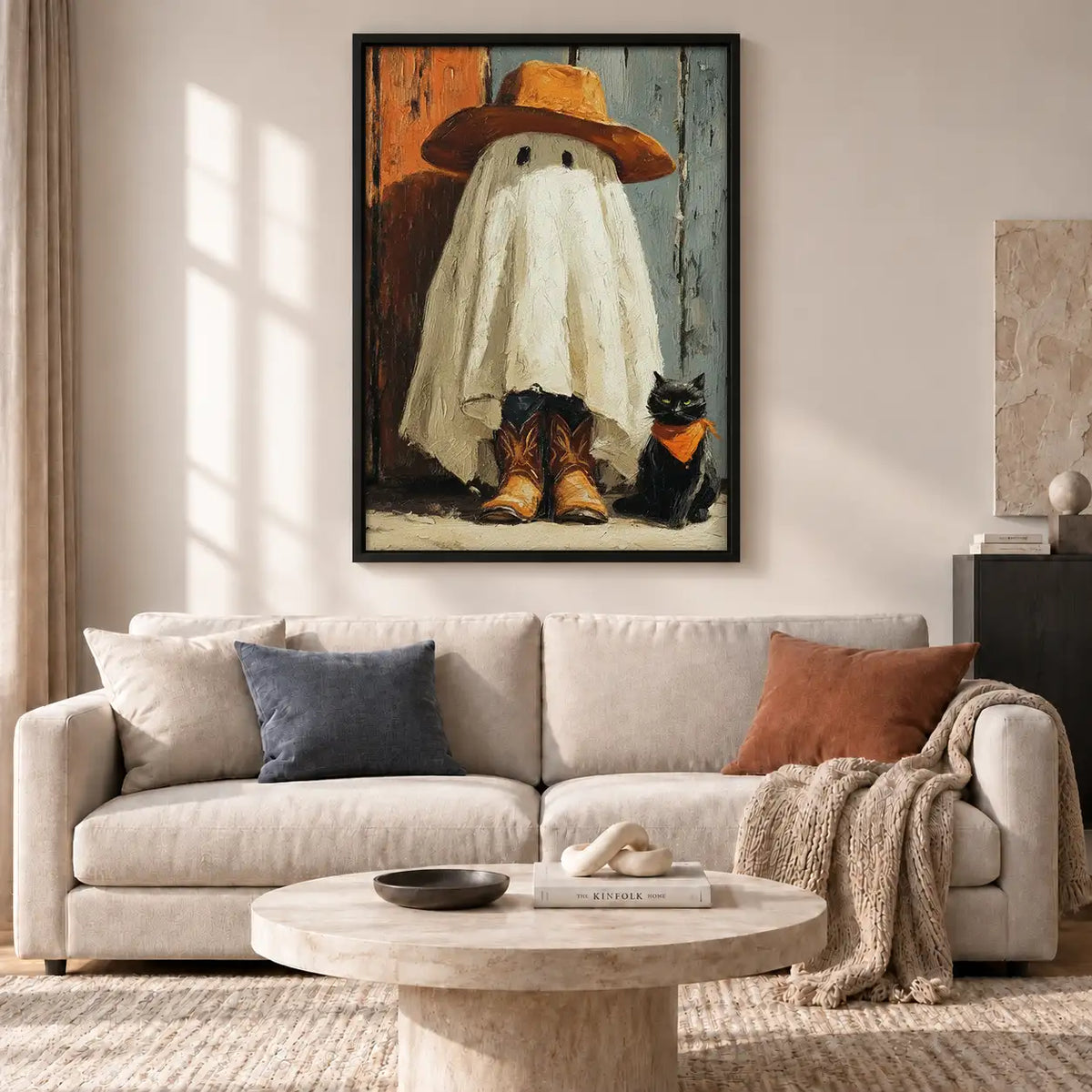 Ghost Cowboy with Black Cat Wall Art 2