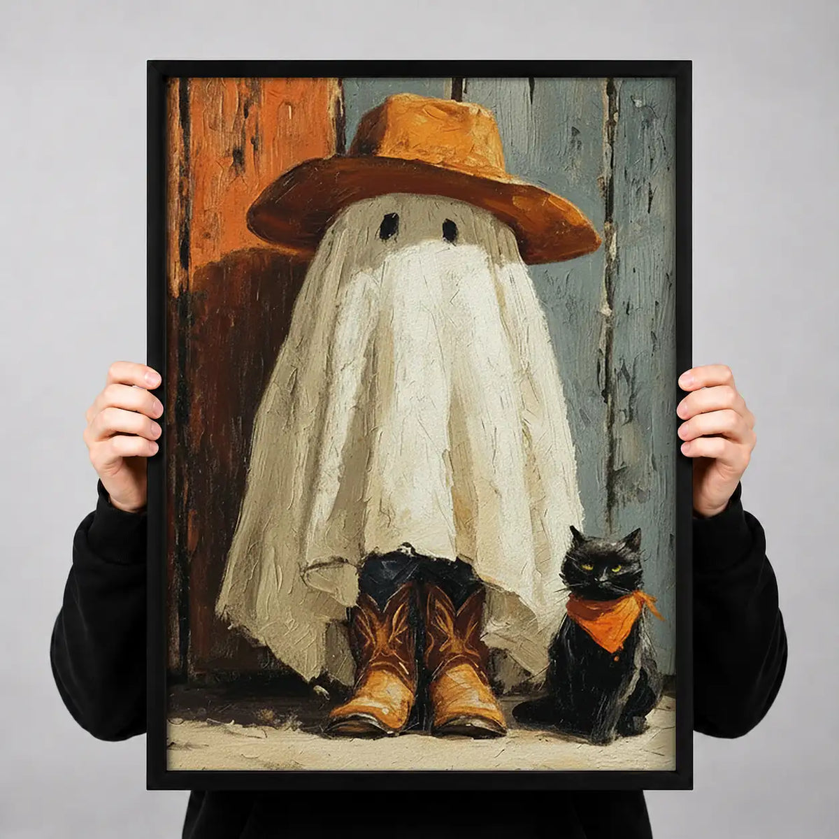 Ghost Cowboy with Black Cat Wall Art 3