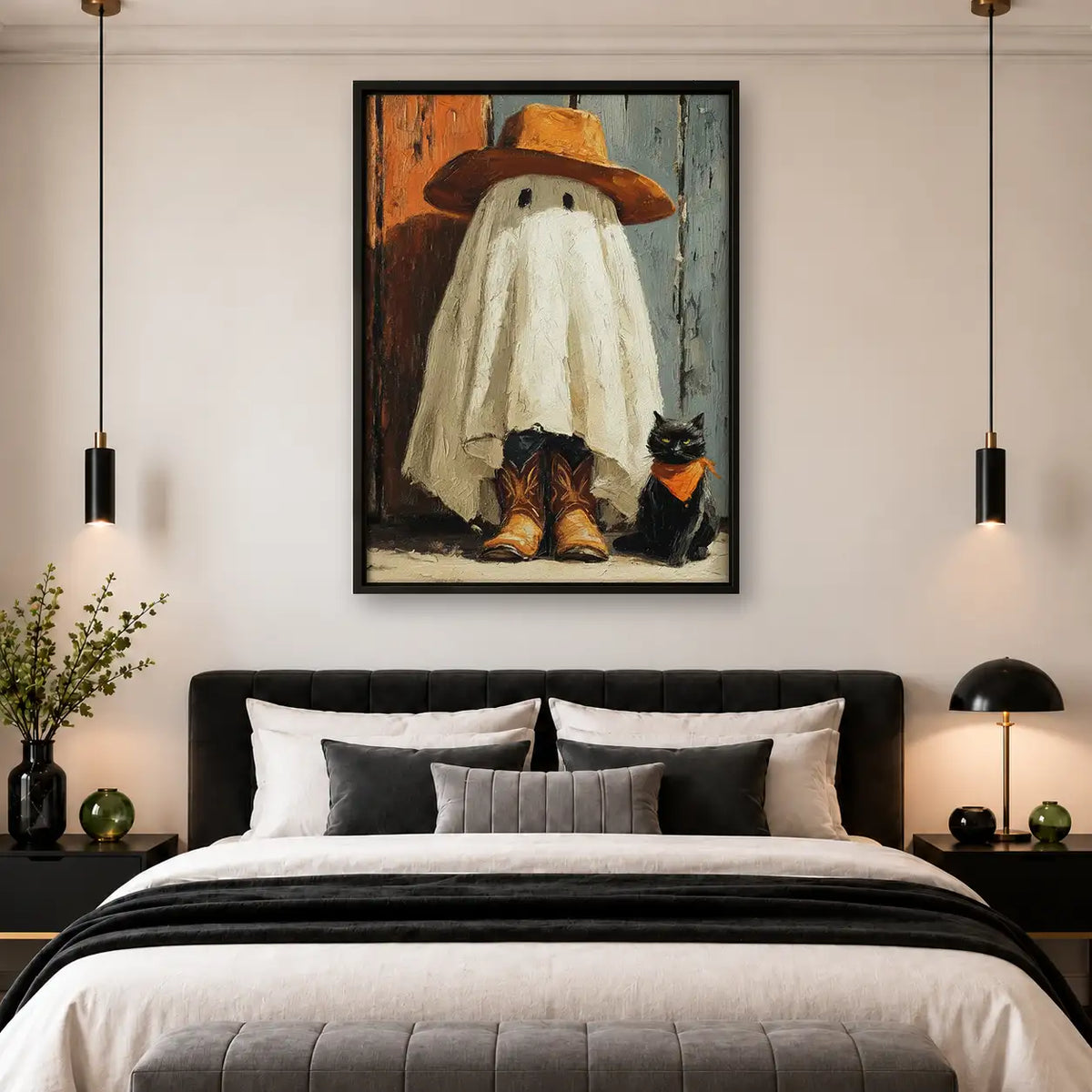 Ghost Cowboy with Black Cat Wall Art 4