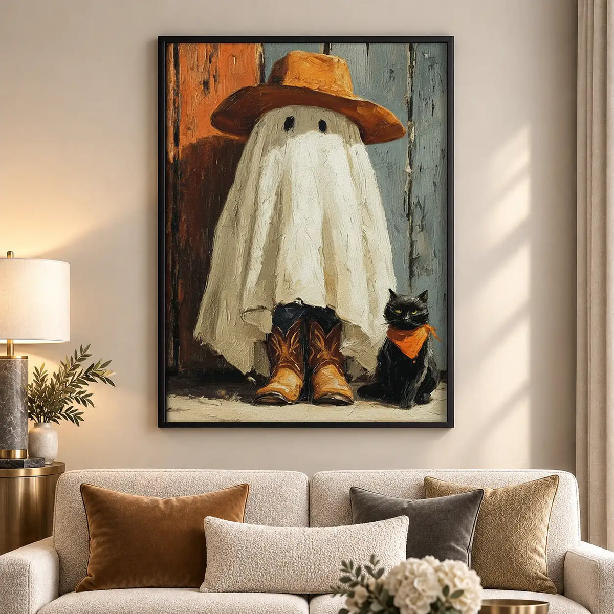 Ghost Cowboy with Black Cat Wall Art 5