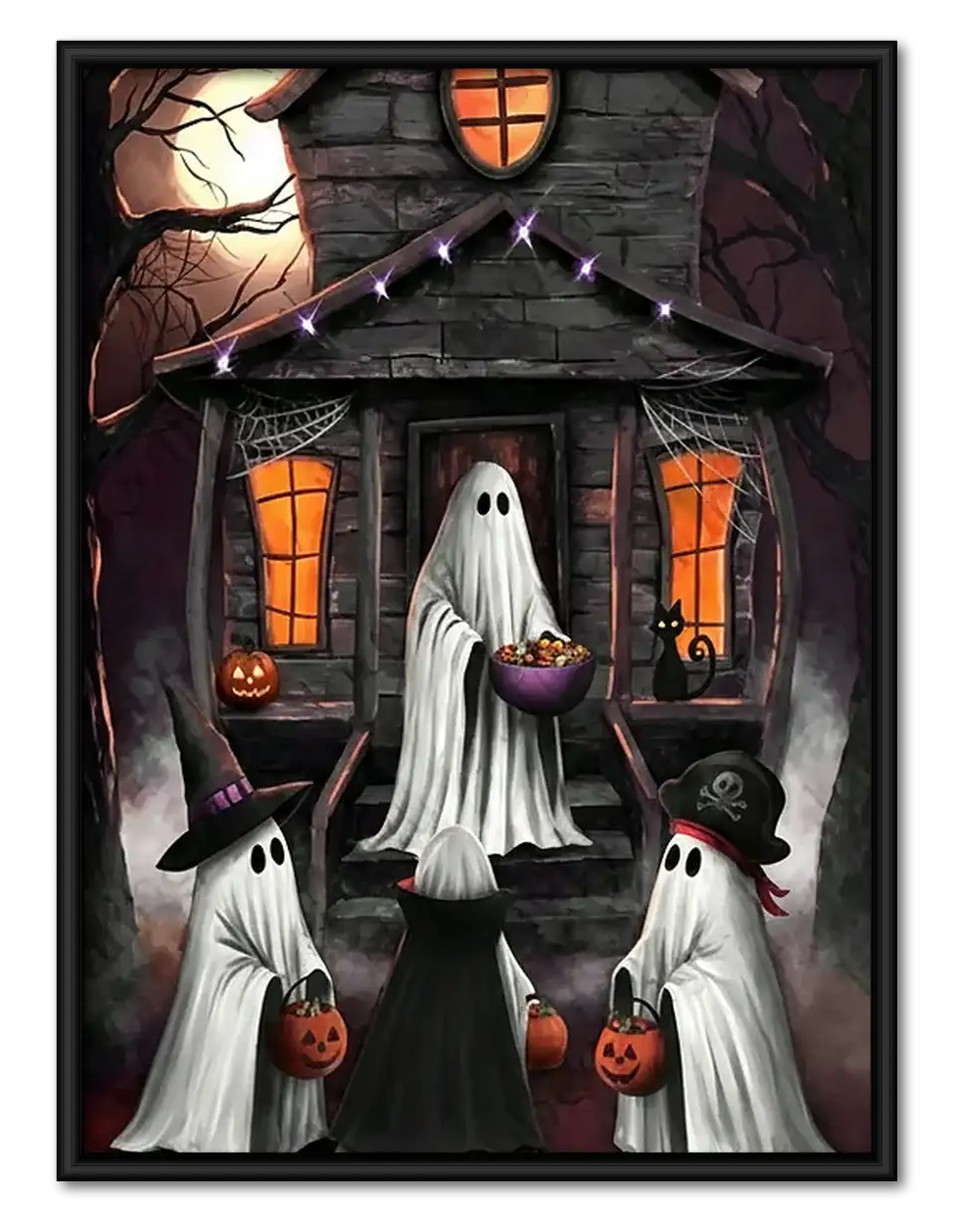 Ghost Family at Haunted House Wall Art 1