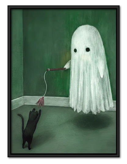 Ghost Resting in Green Bed Wall Art 1