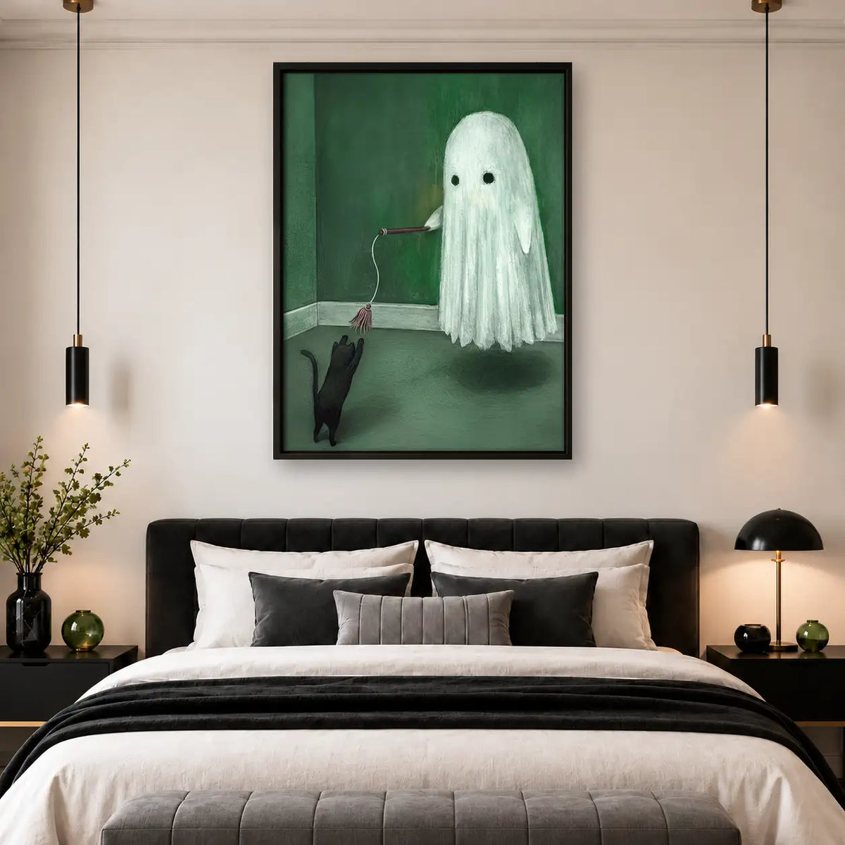 Ghost Resting in Green Bed Wall Art 4
