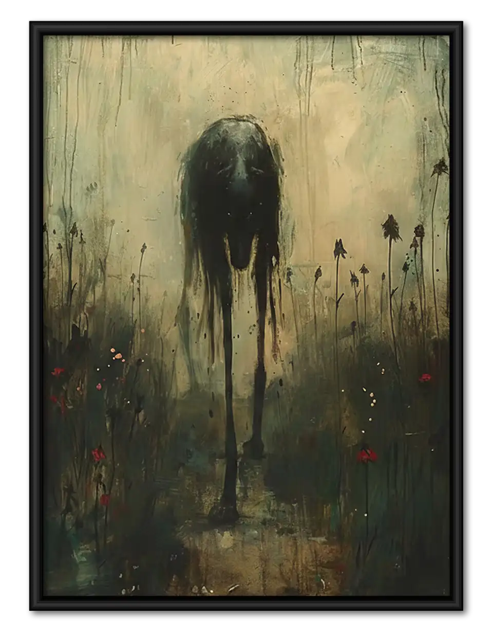 Ghostly Figure in Misty Forest Wall Art 1