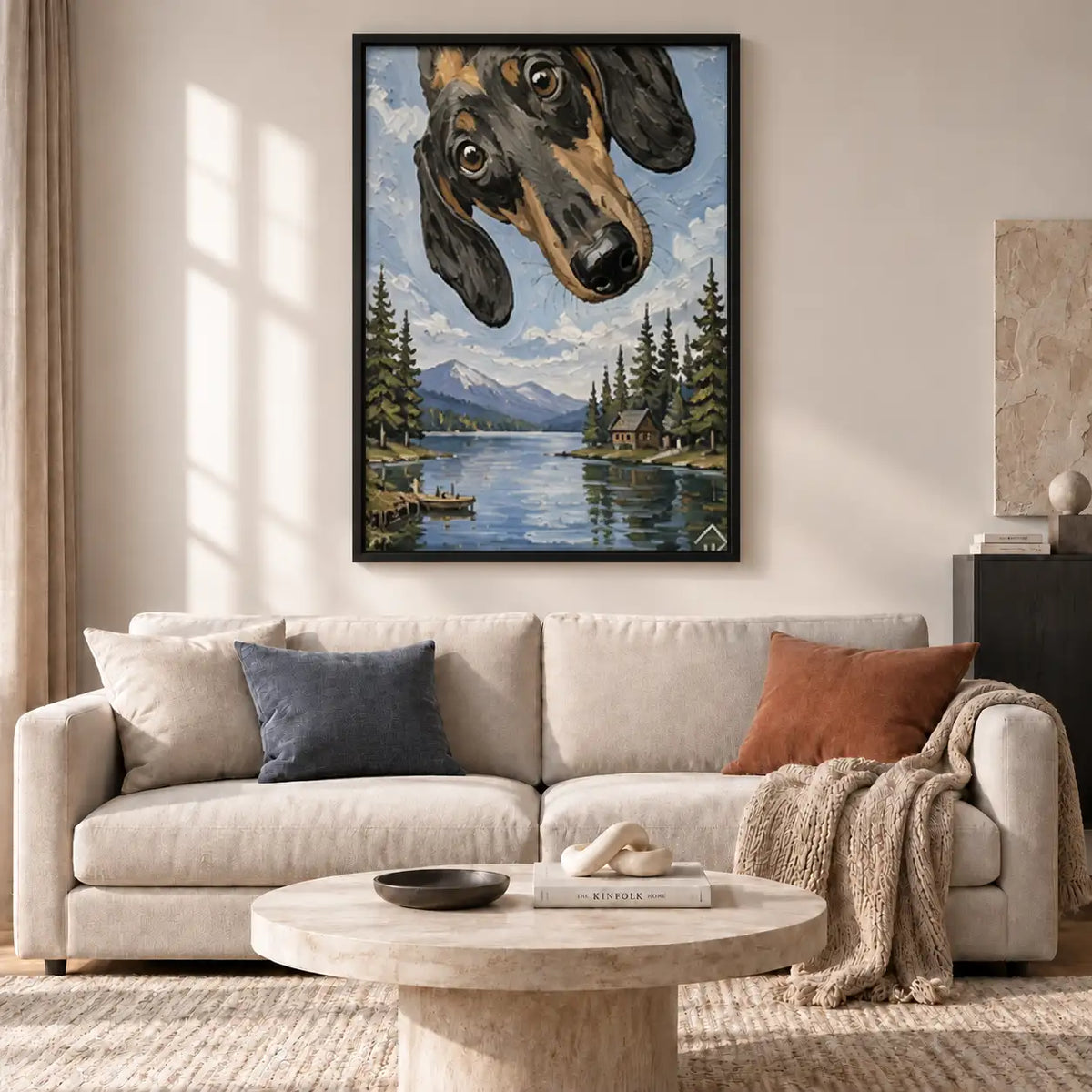 Giant Dachshund over Mountain Lake Wall Art 2