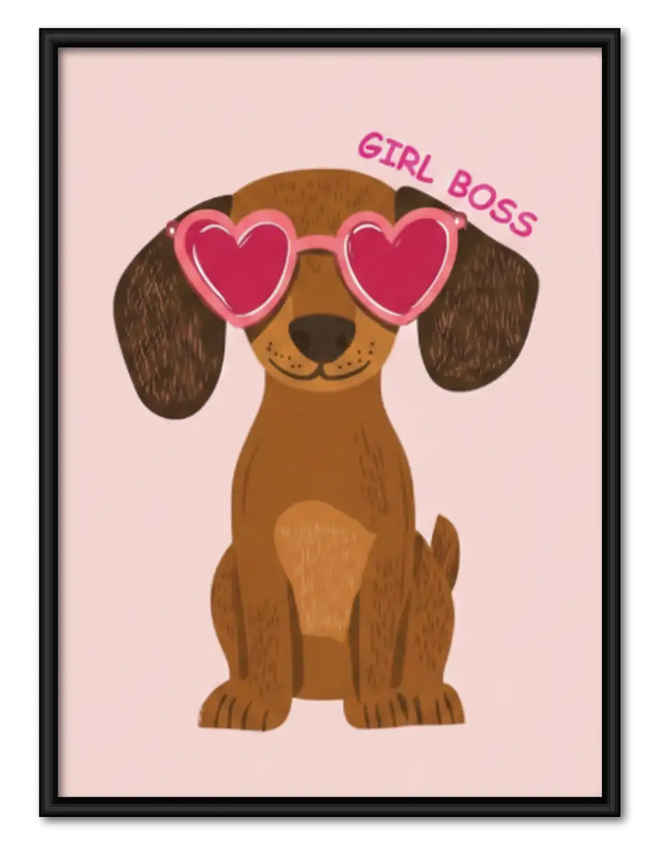 Girl Boss Dachshund with Heart Glasses Wall Art 1
