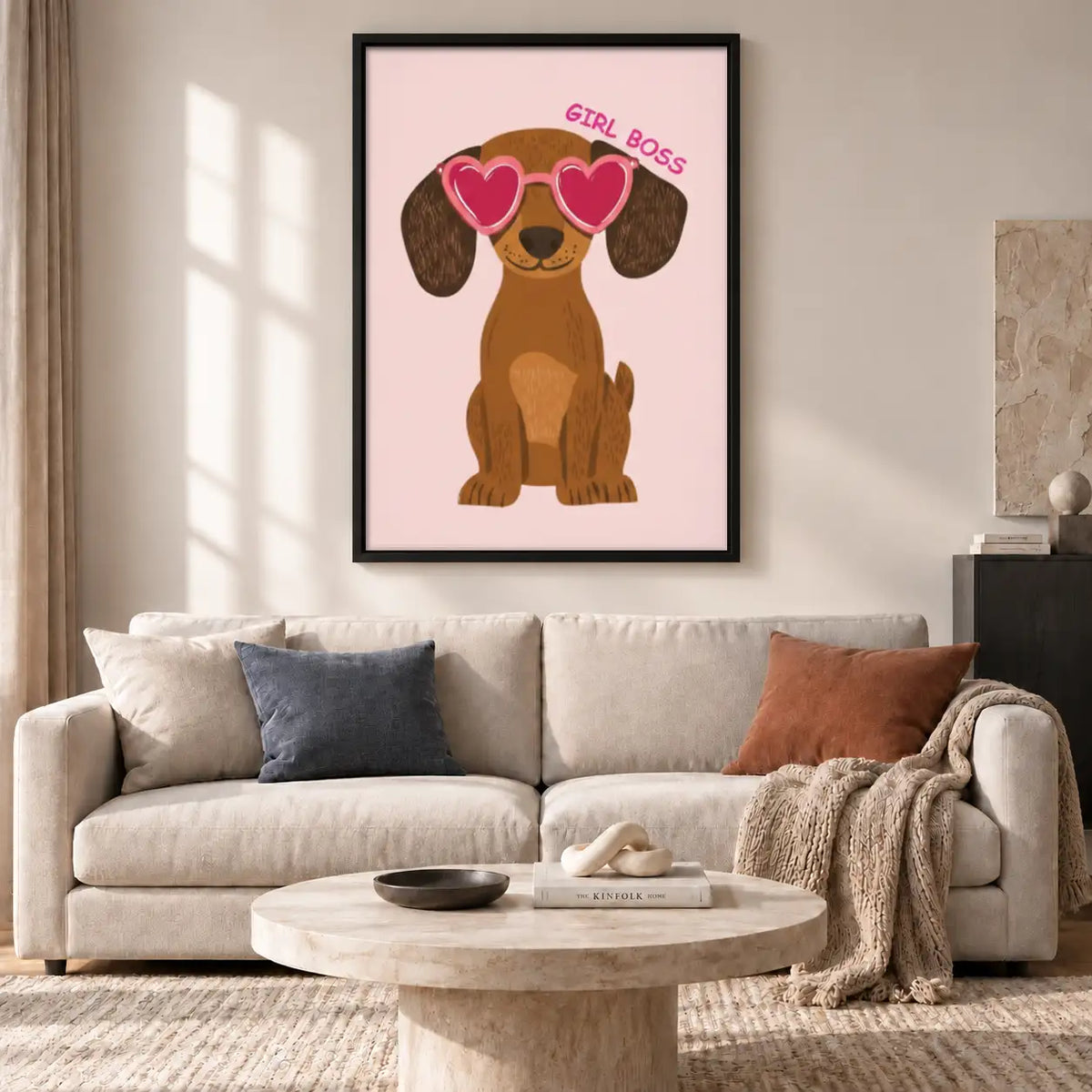 Girl Boss Dachshund with Heart Glasses Wall Art 2